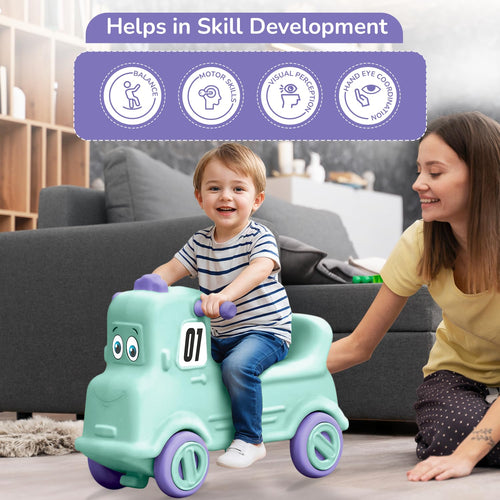 R for Rabbit Rock N Ride 3-in-1 Baby Ride-On Car | Rocker & Balance Board | 1–4 Years | Green-Purple