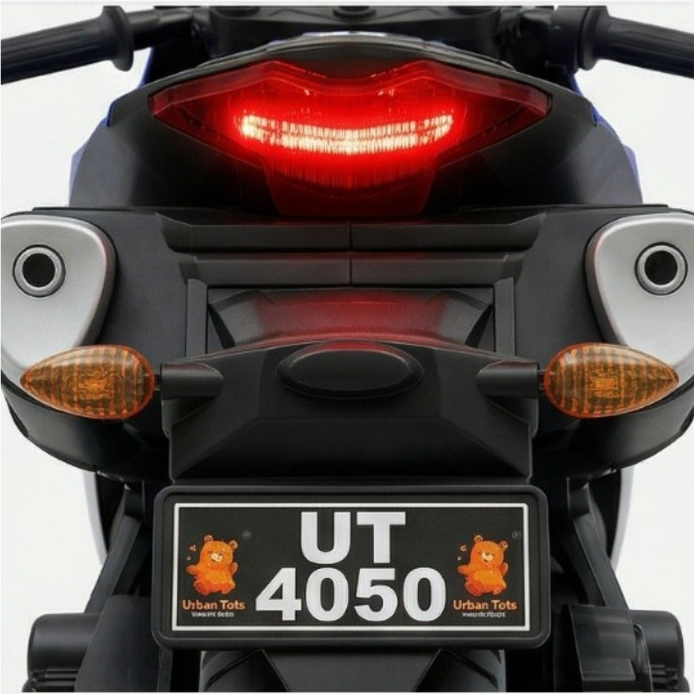 Super R3 Bike Blue – Electric Ride-On Superbike with Neon LED Wheel Lights