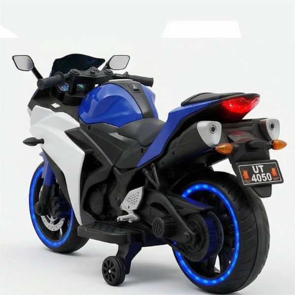 Super R3 Bike Blue – Electric Ride-On Superbike with Neon LED Wheel Lights