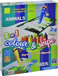 2 in 1 Colour & Wipe Book (Flower + Transport)
