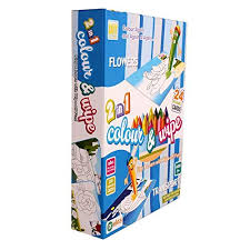 2 in 1 Colour & Wipe Book (Flower + Transport)