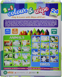 2 in 1 Colour & Wipe Book (Flower + Transport)